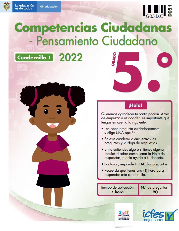 cuadernillo icfes 2022 pdf con respuestas de competencias ciudadanas de grado 5