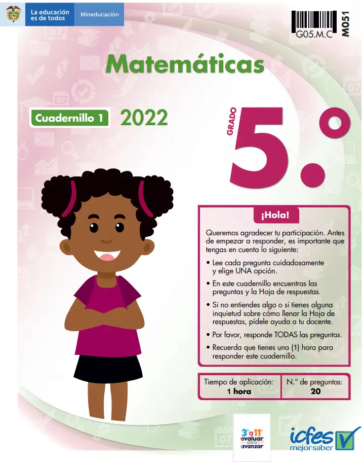 cuadernillo icfes 2022 pdf con respuestas matemática de grado 5