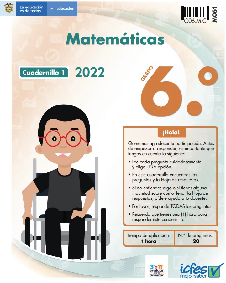 cuadernillo icfes 2022 pdf con respuestas matemática de grado 6