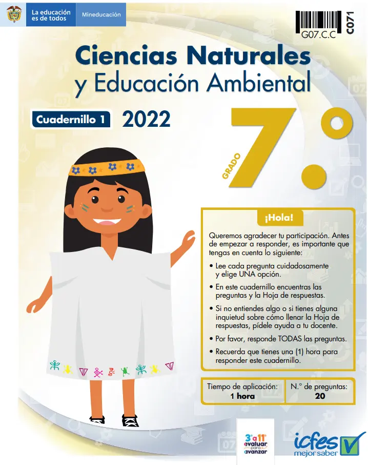 cuadernillo icfes 2022 pdf con respuestas ciencias naturales de grado 7